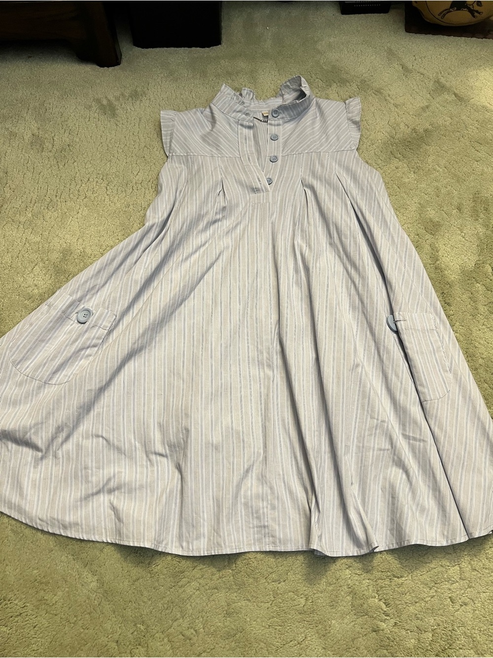 BB Dakota Light Blue & White Striped Cotton Sundress